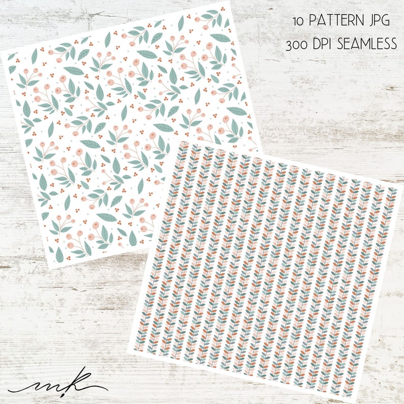 Floral Vintage Digital Paper Set, Seamless Textures, Flower Patterns ...
