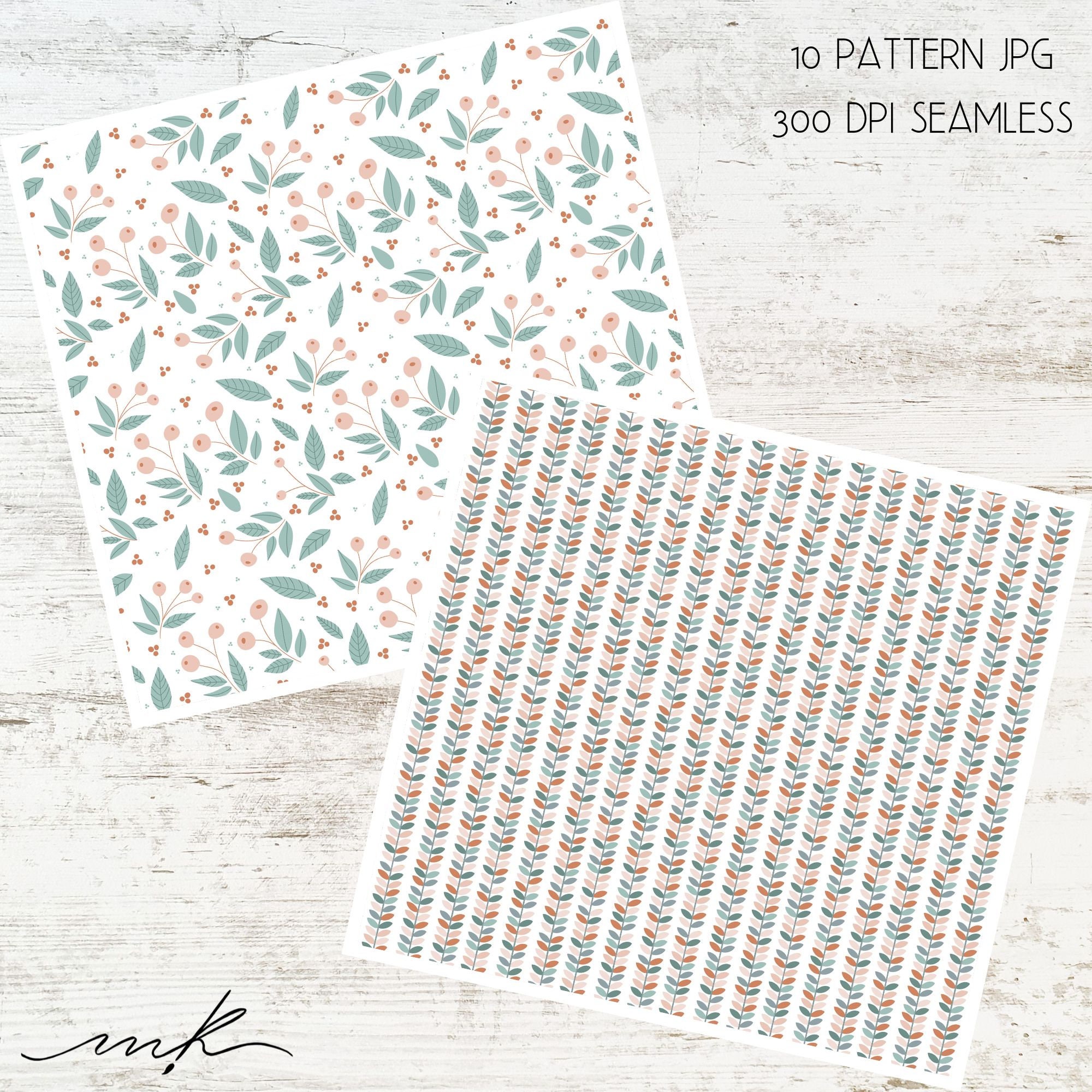 Floral Vintage Digital Paper Set, Seamless Textures, Flower Patterns ...
