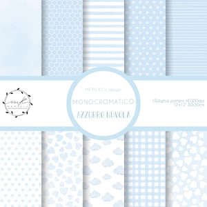 MONOCHROME DIGITAL PAPER Pack,  light blue Digital Papers, Scrapbooking Paper, Digital Download, seamless watercolor pattern, printable