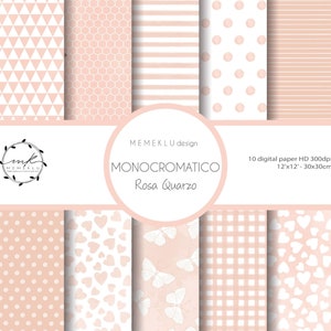 MONOCHROME Digital Paper Pack, rose quartz Digital Papers, Scrapbooking Paper, Digital Download, seamless watercolor pattern, printable