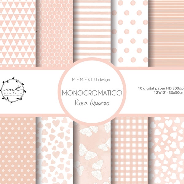 MONOCHROME Digital Paper Pack, rose quartz Digital Papers, Scrapbooking Paper, Digital Download, seamless watercolor pattern, printable