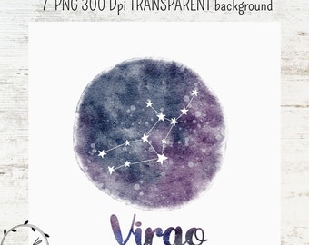 ZODIAC PNG, zodiac illustration , VIRGO png, virgo constellations, Zodiac Celestial watercolor, Stars Clipart png, virgo illustration png