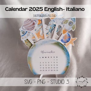 Desk Calendar Printable, 2025 space Calendar, space Desktop Calendar Gift,PNG for cutting machine, Printable JPEG, Instant Download