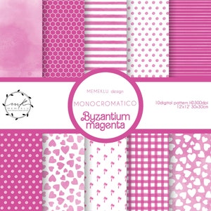 MONOCHROME DIGITAL PAPER magenta Digital Paper, Scrapbooking Paper, Digital Download, pattern aquarelle transparente, imprimable, barbie pattern