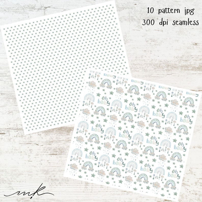 Oh Baby , digital paper, digital pattern, baby, nursery printable, baby shower images,Birth announcement clip art, seamless patten immagine 7