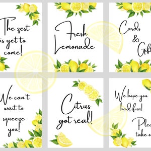 Lemon Baby Shower Signs, Decor, Minimalist, Summer, Gender Reveal, Citrus, Fruit, Main Squeeze, Italian, Spring, Unique, Gender Neutral