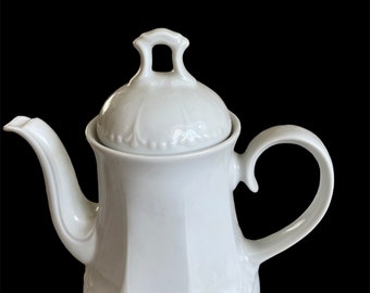 Vintage White Mittertiech Teapot, German Bavarian Farmhouse Decor