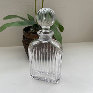 Crystal Decanter, Unique Shape. Etched Vintage