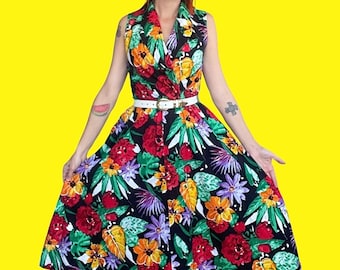 Stunning 90s Does 50s Floral Dress | Colour Pop | Soft and Comfy | B52s Style