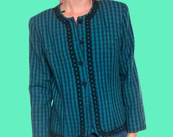 90s Clueless Style Blazer in Blue and Aqua | Cher / Alicia Silverstone | Made in Australia | Super Cute