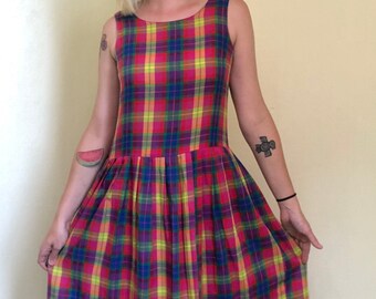 rainbow checkered dress