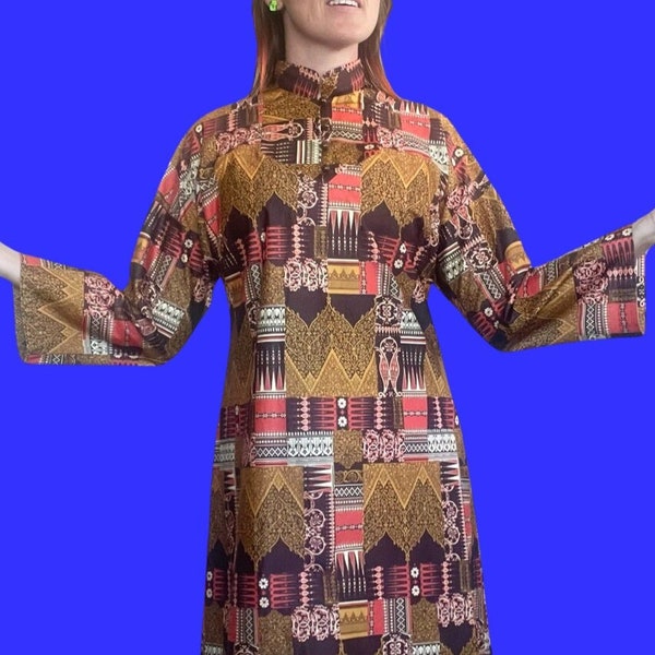RARE | Nouveau avec étiquettes | Maxi robe psychédélique vintage des années 60 et 70 | Le pouvoir des fleurs | Bohème | Woodstock