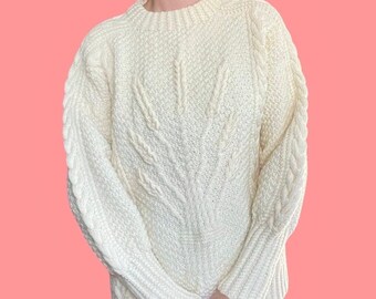 RARE Vintage 70s Chunky Wool Knit Jumper / Sweater | Quill's Woollen Market Ireland | Cream | Celtic | High Quality | Gender Neutral