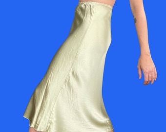 AS NEW 90s Slinky Slip Skirt in Shimmery Pale Green | Grunge | Courtney Love Style | 10 Things I Hate About You