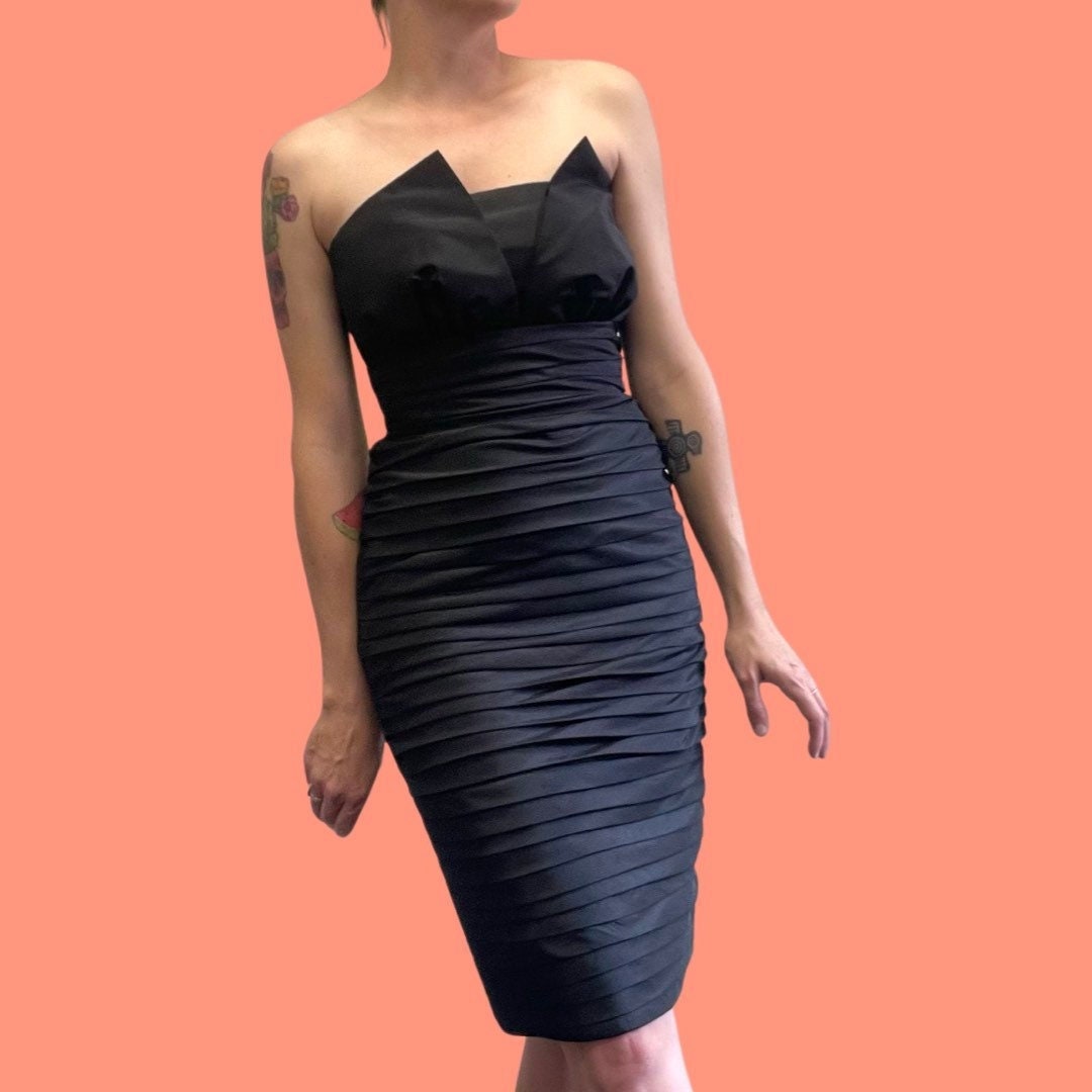 Stunning 80s Little Black Evening Dress | Designer | Cut Shapes | Madonna Style