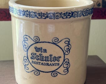 Vintage Win Schuler Restaurants Crock, Farmhouse Decor