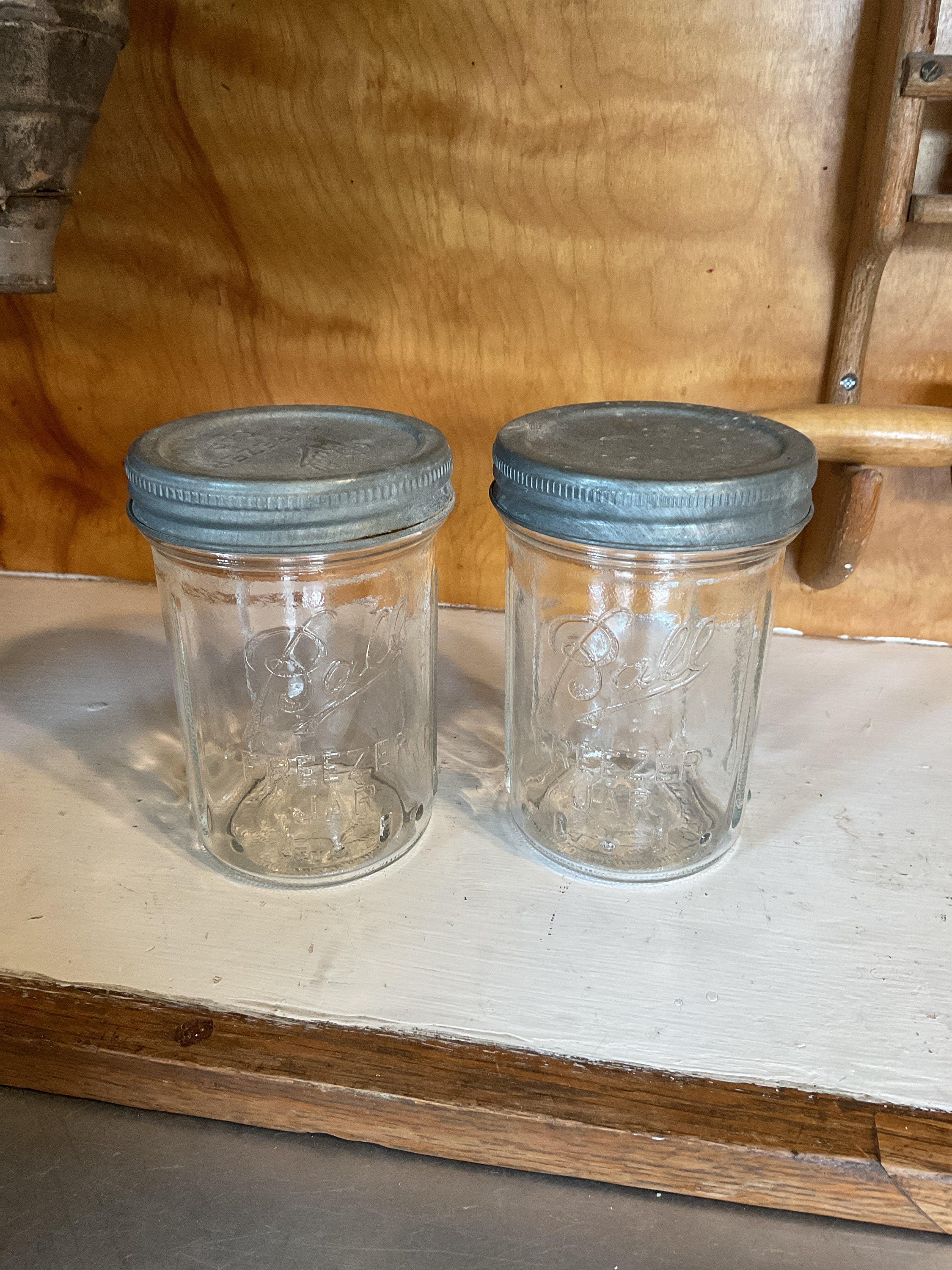 4 LOT Vintage BALL Freezer Jar with Zinc Lids Set