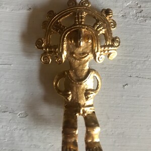 Vintage Alva museum Gold Ethnic  Brooch , Reproduction , Tribal , Fertility Tribal Style
