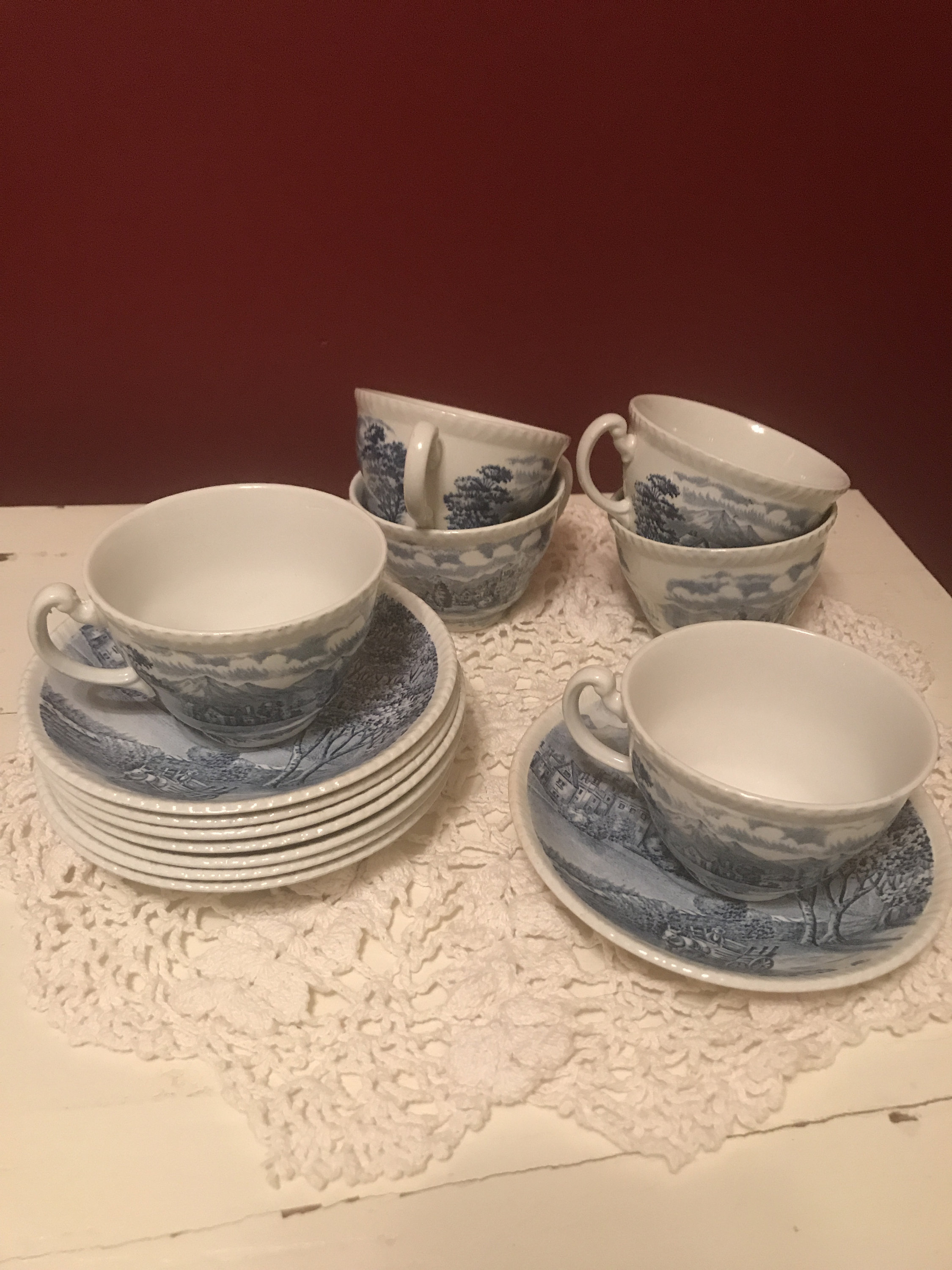 Vintage Woods and Sons , Westmorland ,cups and Saucers , Made in