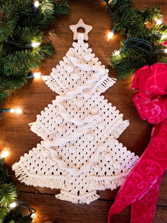 Macrame Christmas Tree Wall Hanging With Wooden Star Etsy