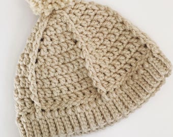 Crocheted 5 Line Pom-Pom hat