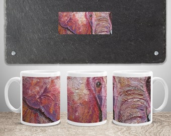 Purple and pink elephant coffee mug, cute wildlife lover gift, ultraviolet animal tea cup, colourful elephant gift for Mum