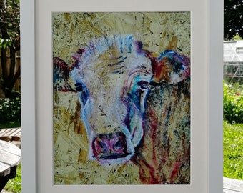 Cow wall art print, modern farmhouse decor, cattle art print, rustic cow artwork, farm animal home decor, wall decor for animal lovers