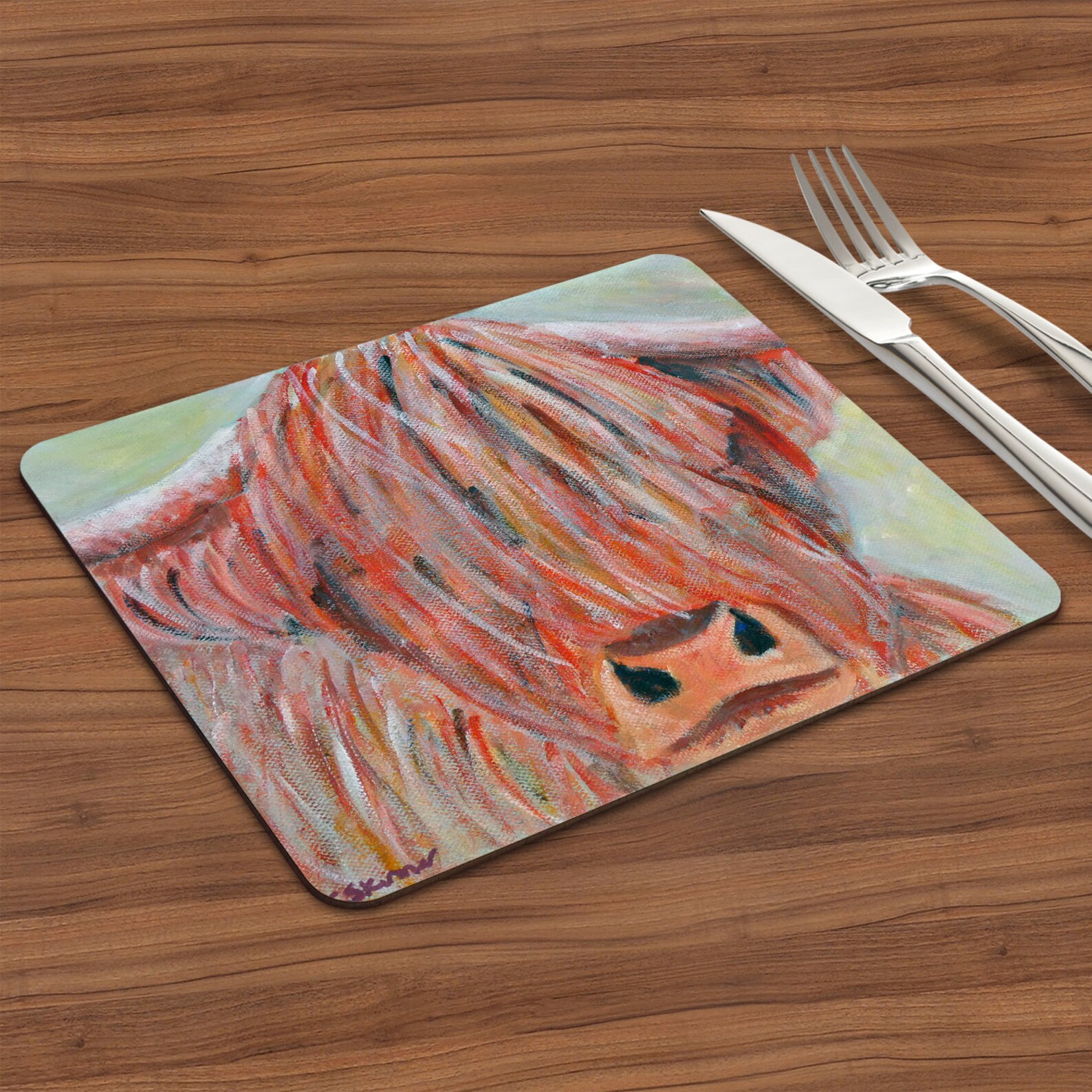 Highland Cow Table Mat Colourful Farm Animal Gift Scottish Etsy UK