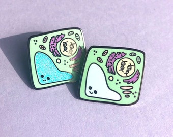 Cell cutie enamel pins -white enamel- animal, plant, bacteria cells 1"