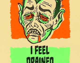 Dracula in Therapy - Risograph print, illustration, design, limited edition 3 color riso book, small press