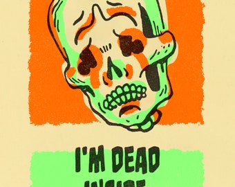 Skeleton in Therapy - Risograph print, illustration, design, limited edition 3 color riso book, small press