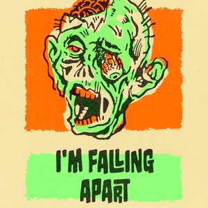 Zombie in Therapy - Risograph print, illustration, design, limited edition 3 color riso book, small press