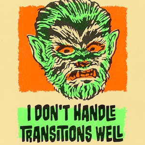 Werewolf in Therapy - Risograph print, illustration, design, limited edition 3 color riso book, small press