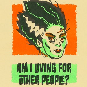 Bride of Frankenstein in Therapy - Risograph print, illustration, design, limited edition 3 color riso book, small press