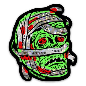 Glitz-N-Gauze - holographic glitter monster sticker, mummy