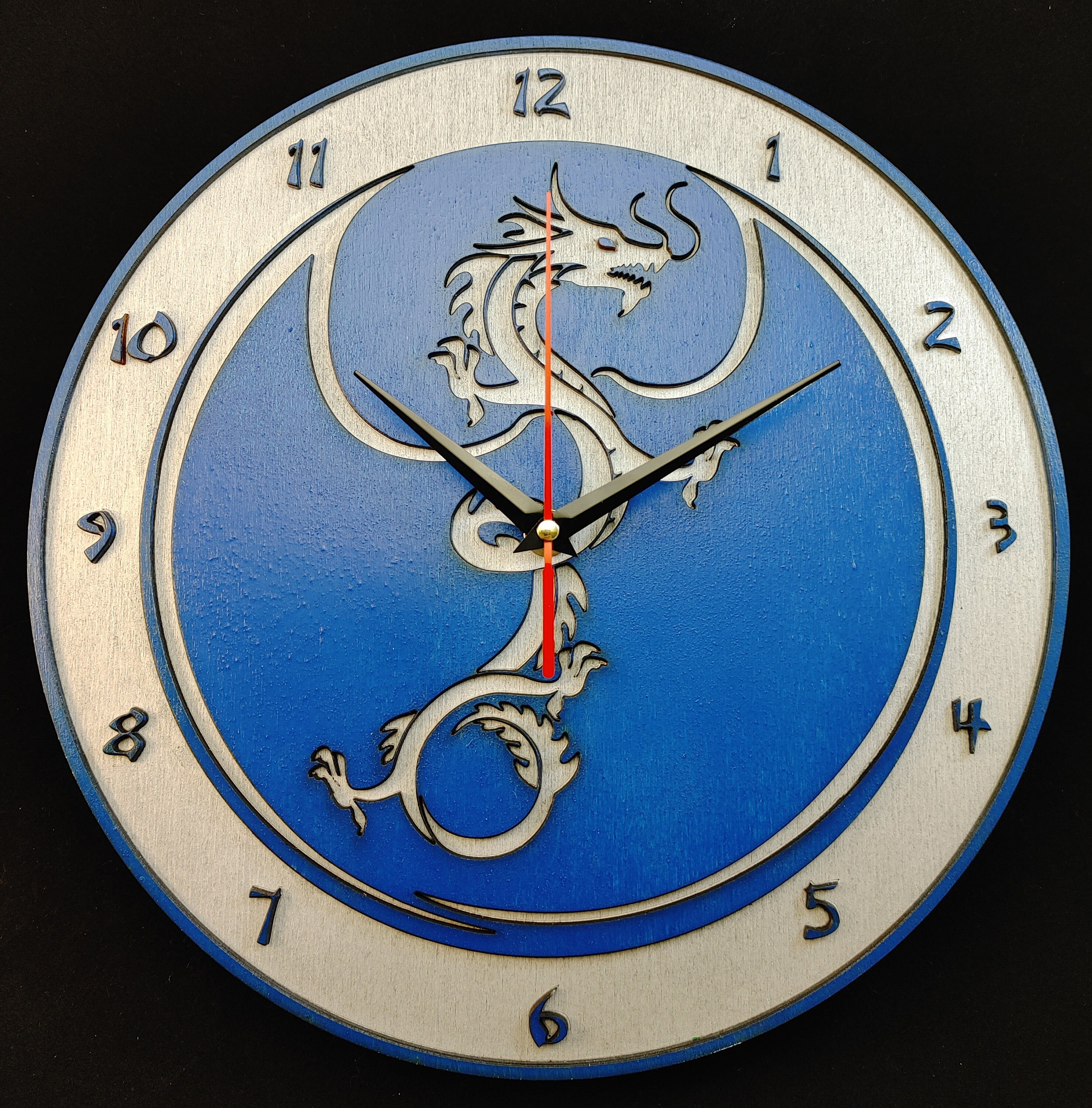 12 Winged Dragon Clock Blue/Silver Etsy