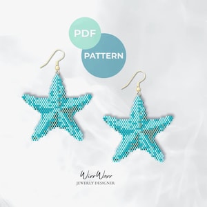 Sea Star Earrings Pattern PDF | Brick Stitch Beaded Earrings | Ocean Jewelry DIY