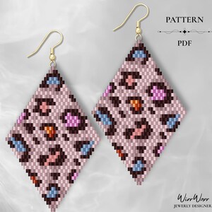 Leopard Cheetah Beaded Earrings Pattern | Brick Stitch Diamond Seed Bead Pattern | Animal Jewelry PDF