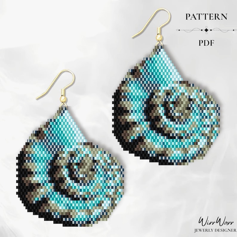 Detailed Shell Template Sea Shell Earrings Pattern PDF | Brick Stitch Beaded Earrings | Ocean ...