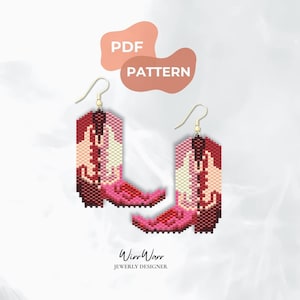 Western Cowgirl Boot Earrings Pattern PDF | Peyote Stitch Beaded Earrings | Miyuki Delica DIY