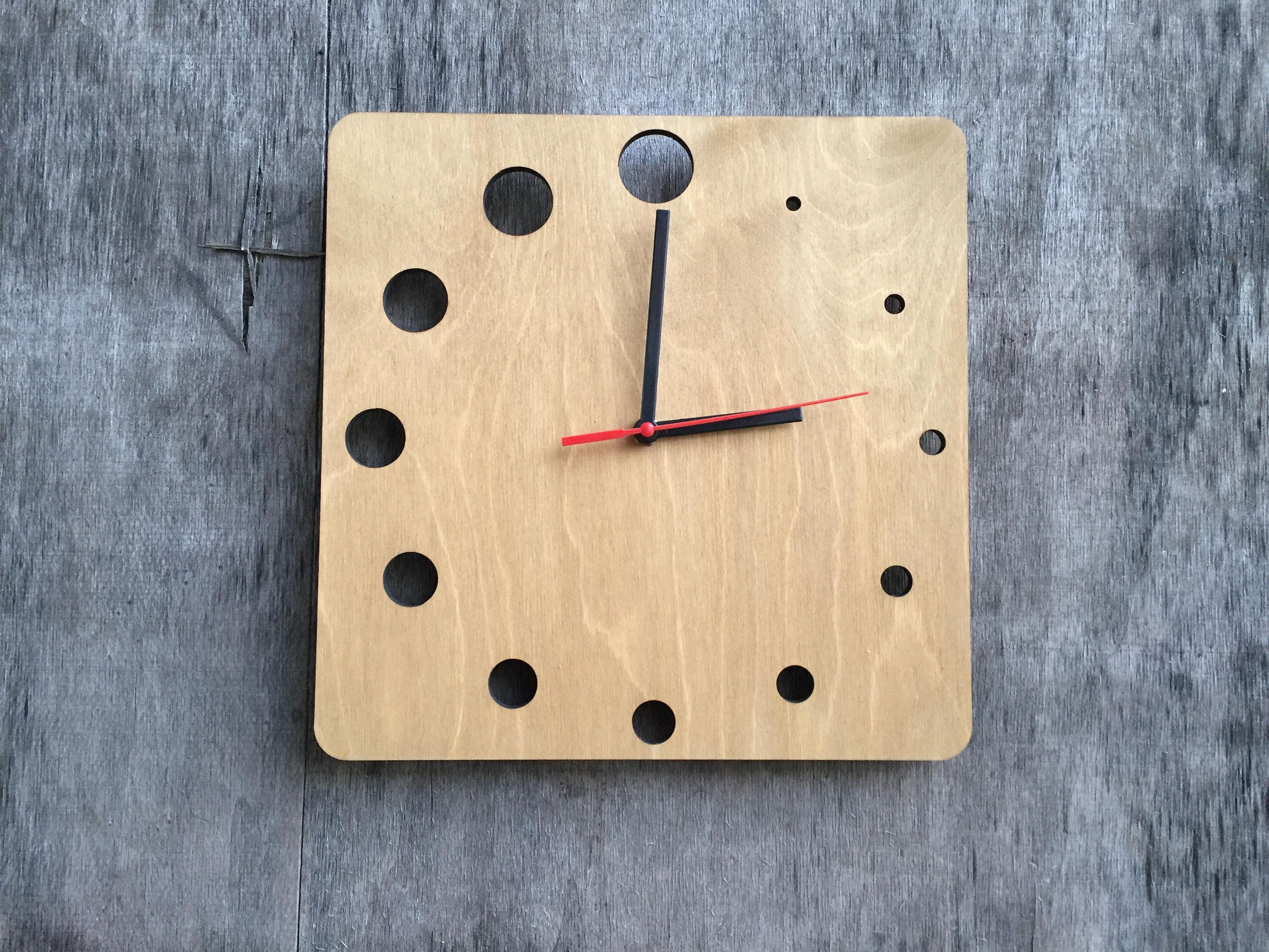Wooden wall clock square shape modern design watch Etsy