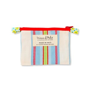 Cartera con cremallera Jasmine: bolsa de algodón con cremallera hecha a mano, bolsa de maquillaje, bolsa de cosméticos, monedero con cadena