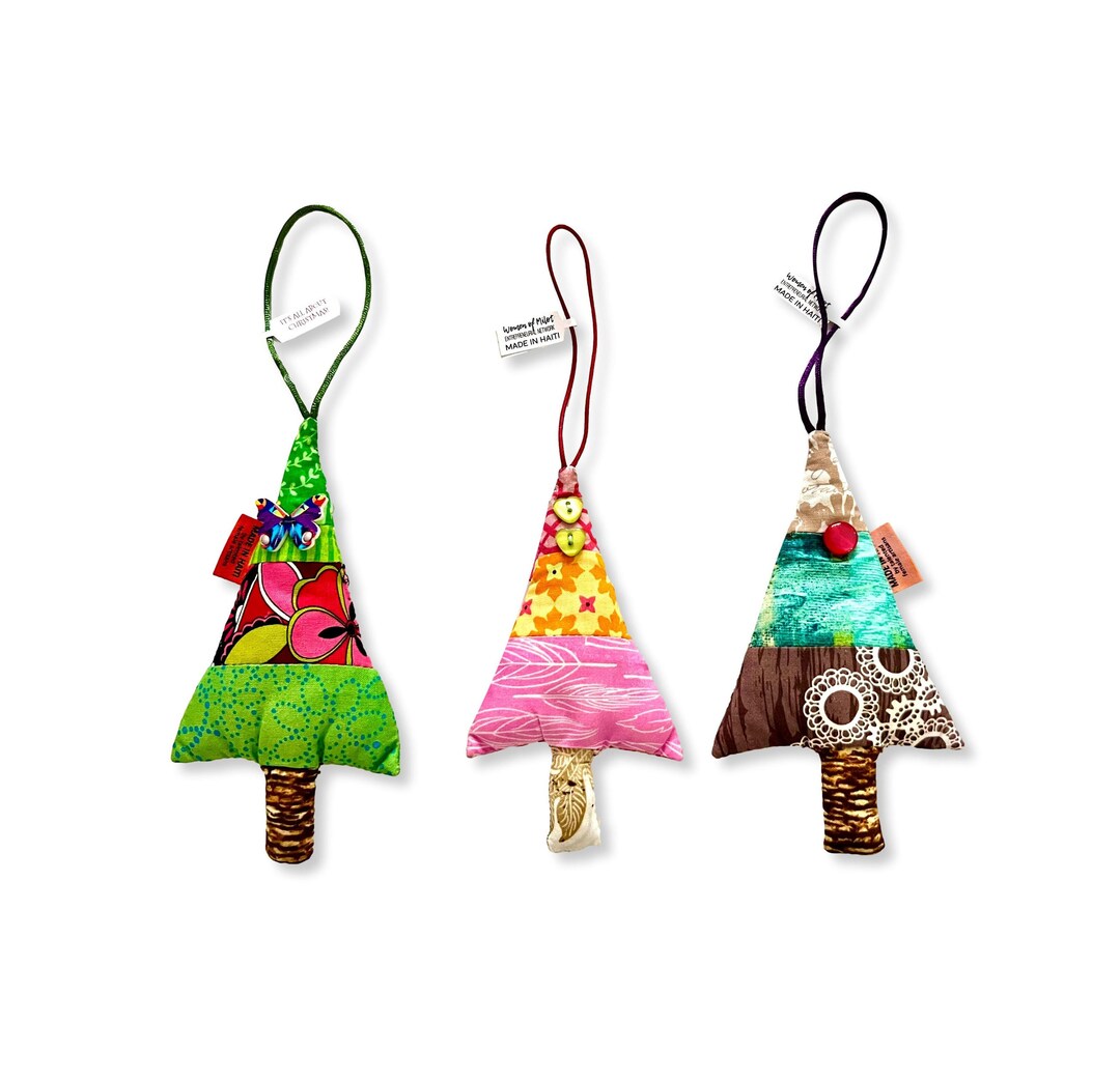 3 Handmade Stuffed Christmas Tree Ornaments Handmade in Etsy