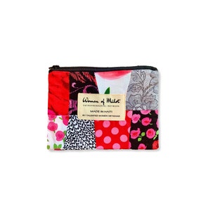 Cartera acolchada con cremallera Andra Heirloom (pequeña): bolsa de algodón forrada con cremallera, hecha a mano, neceser, neceser.