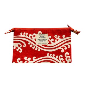 LABADEE RED Zip Bag - Bolsa con cremallera de algodón forrada hecha a mano, bolsa de maquillaje, bolsa cosmética