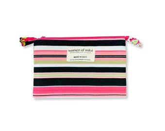 TALIA ZIP POUCH - Handmade Lined Cotton Zip Pouch, Make-up Bag, Cosmetic Bag