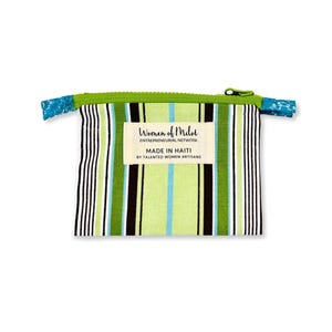 Cartera con cremallera Mariana: bolsa de algodón forrada a mano con cremallera, neceser, neceser y monedero con cadena.