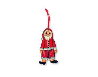 Santa Christmas Ornament - Handmade and painted in Haiti from recycled steel drums