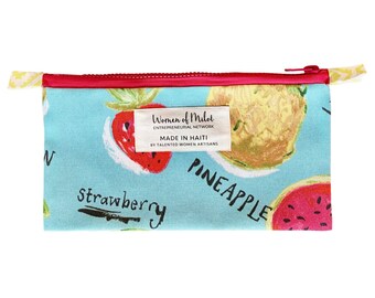 Watermelon Zip Pouch - Beautifully lined and handmade by women artisans in Haiti.