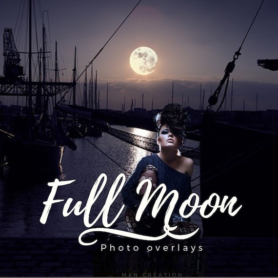 7 Full Moon Overlays Photoshop Overlays Night Sky Overlays Etsy